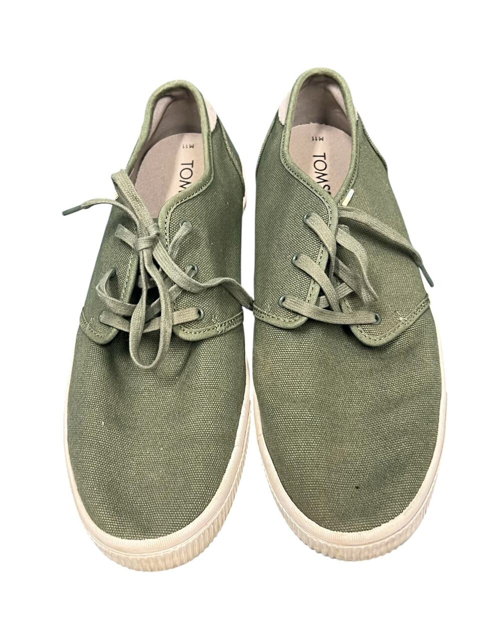 TOMS men’s olive green canvas dress sneakers sz 11M